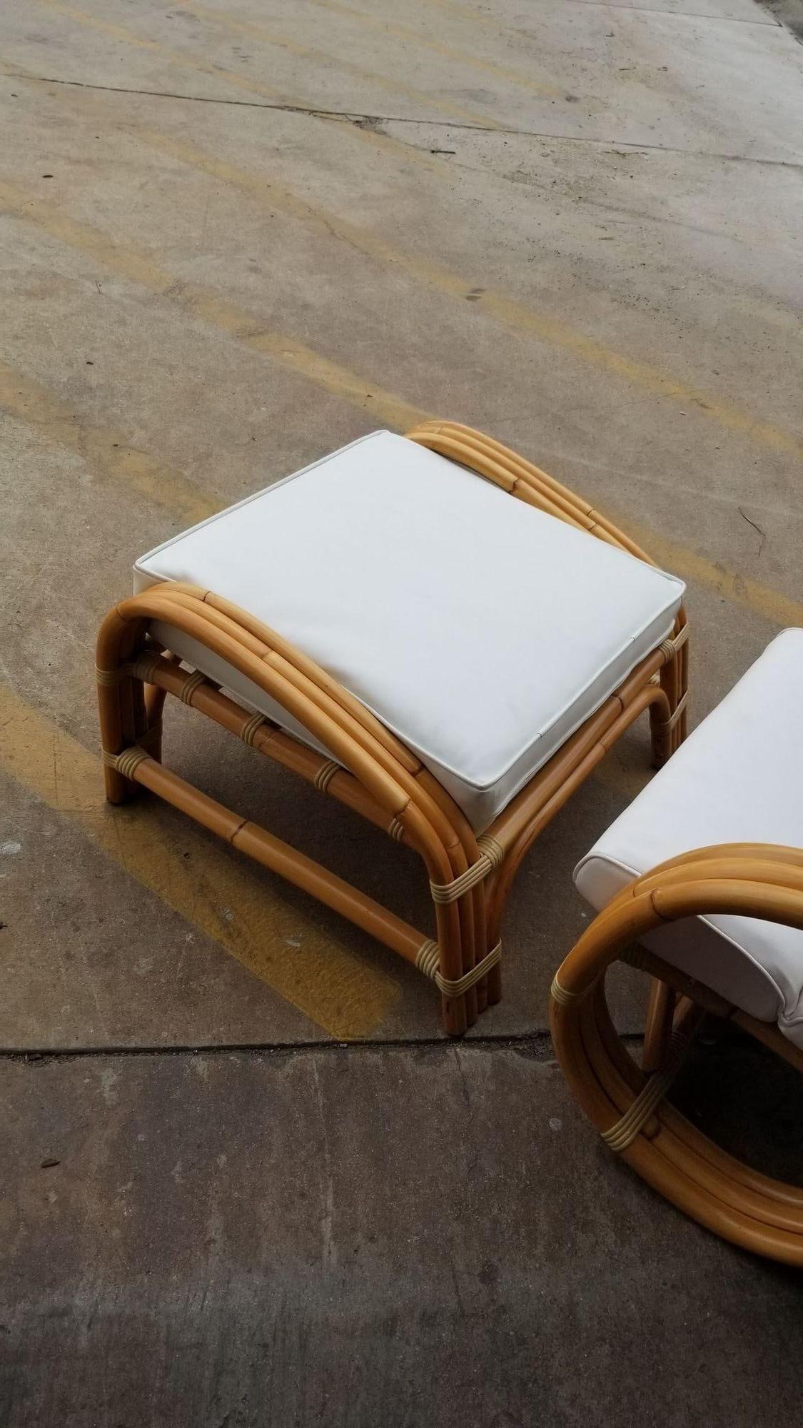 Restored Reverse Pretzel Three Strand Lounge Chair and Matching Ottoman - 3