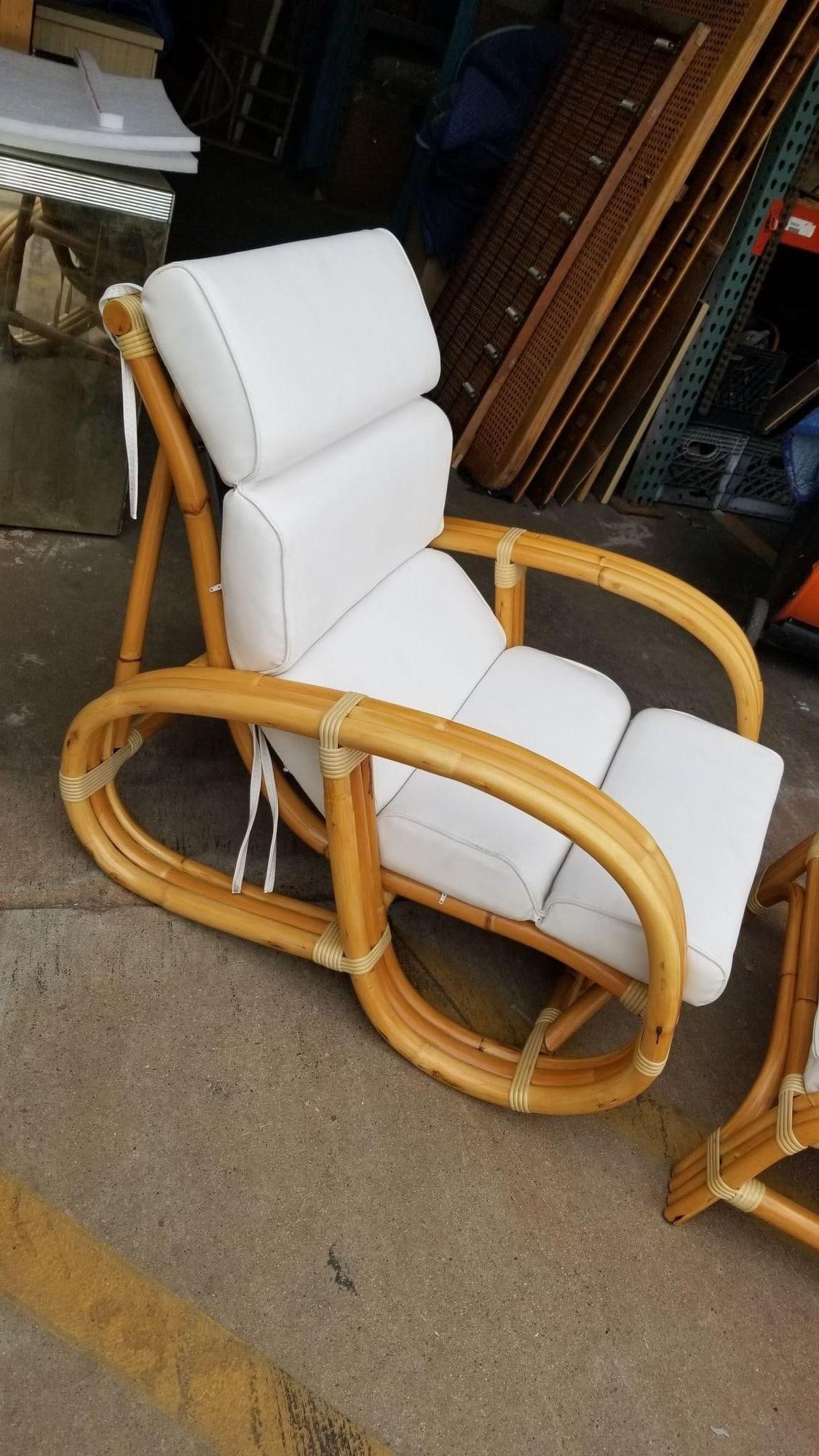Restored Reverse Pretzel Three Strand Lounge Chair and Matching Ottoman - 8