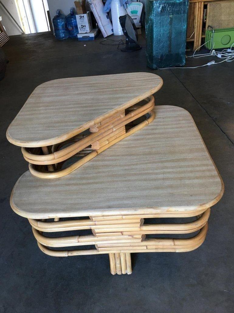 Restored Quad Strand "R" Arm 2 Seat Rattan Corner Sofa with Side Table - 13