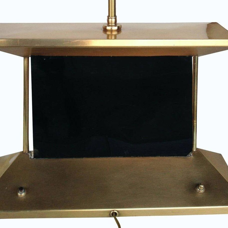 Mid-Century Brass Aquarium Light Up Lamp w/ Shade - 19