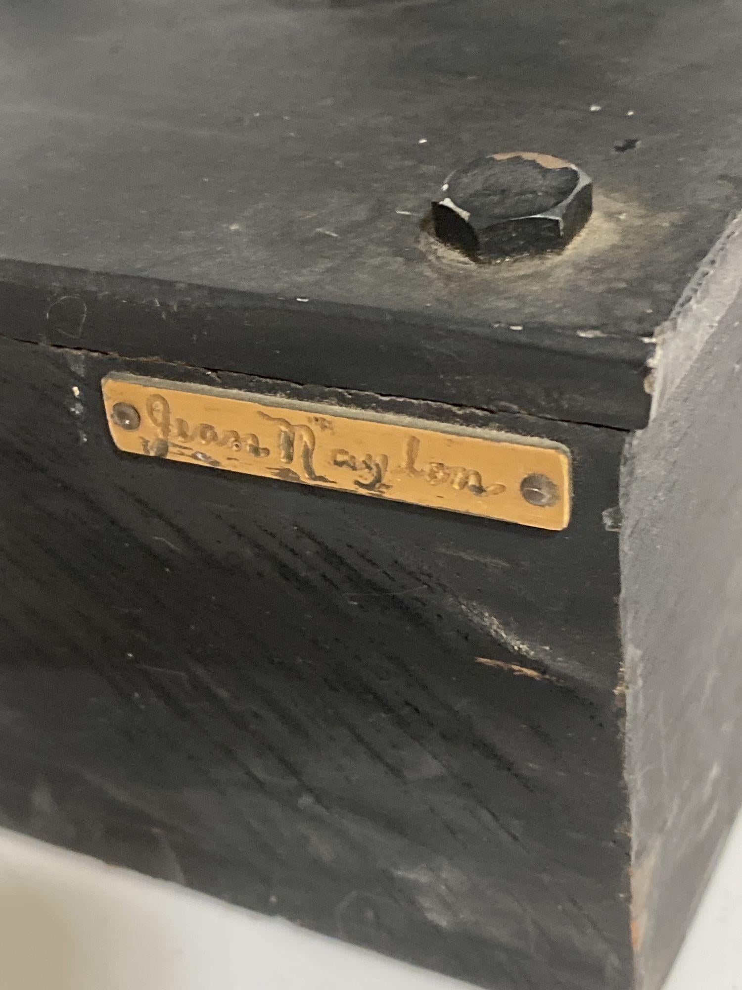 Brutalist Wrought Iron Sculptural Floor Lamp with Glass Shade by Jean Maylon - 2