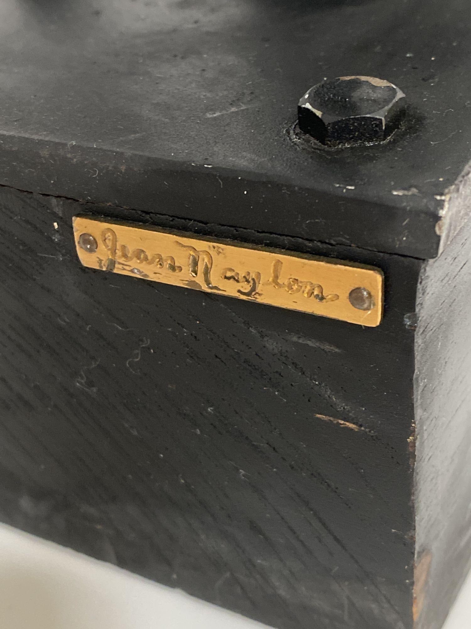 Brutalist Wrought Iron Sculptural Floor Lamp with Glass Shade by Jean Maylon - 4