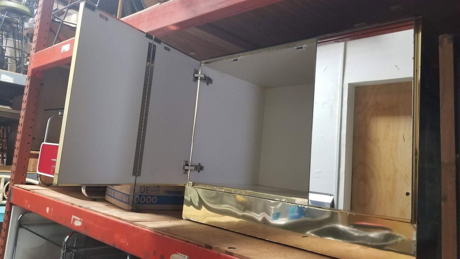 1970's Brass and Mirror Three Door Cabinet by Ello - 18