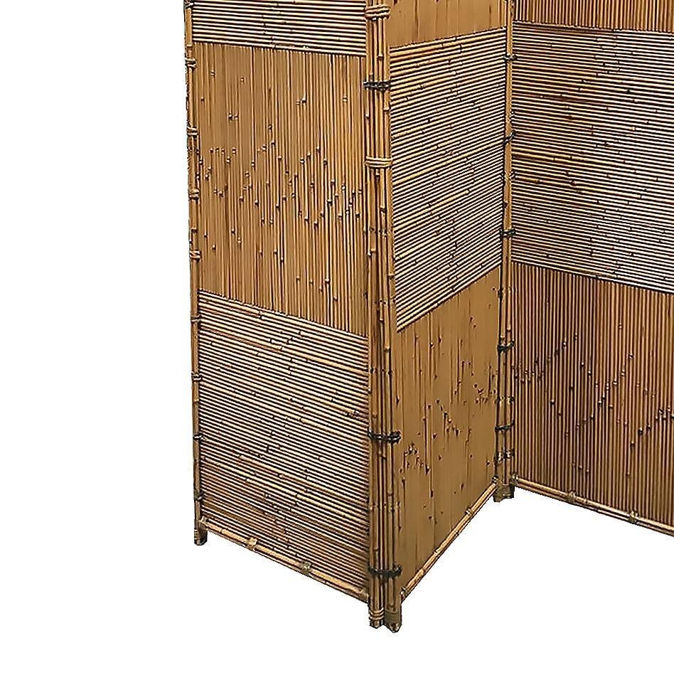 3 Panel Folding Screen, Stick Reed Rattan - 5