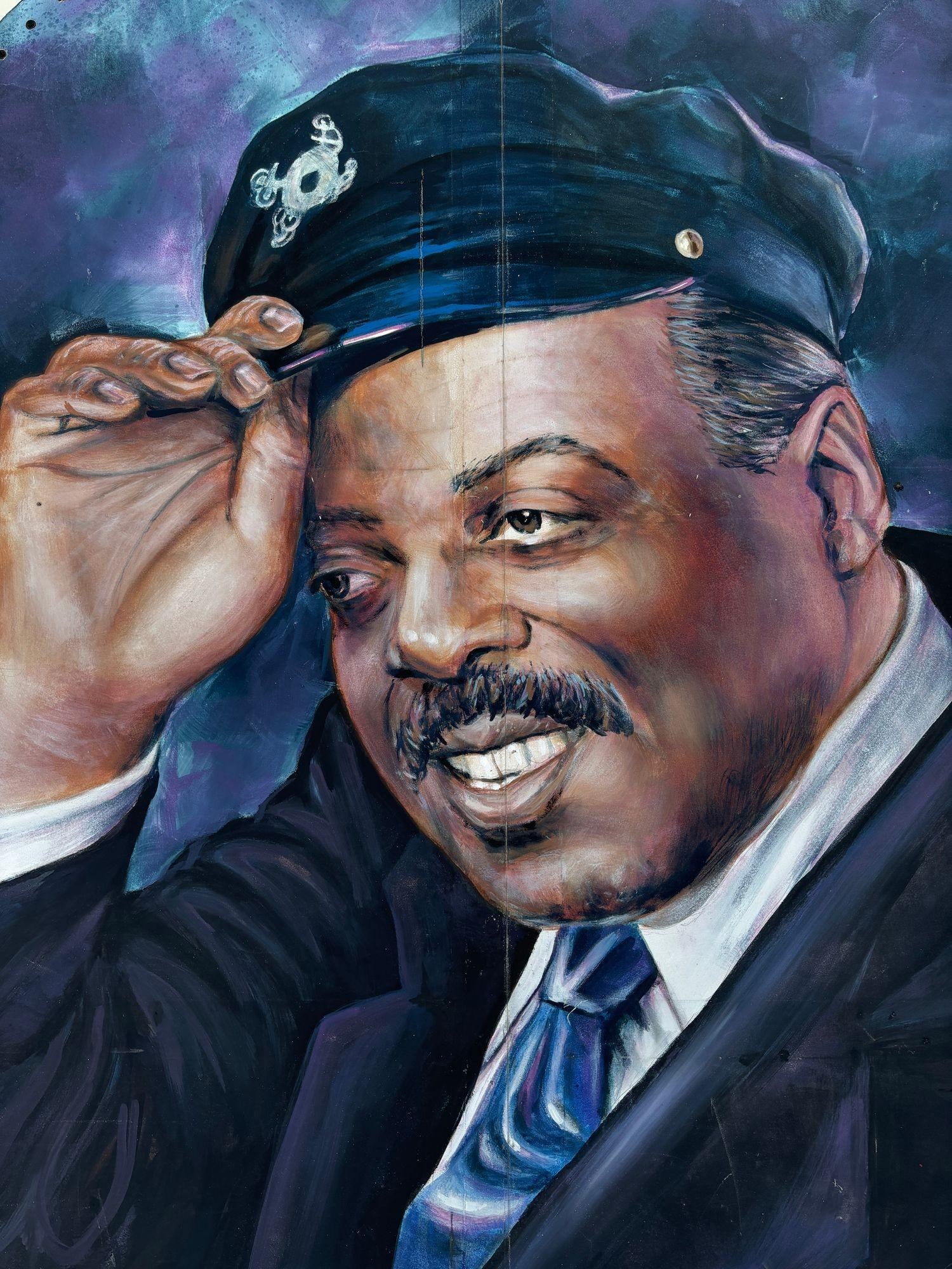 10' Foot Tall Oil on Canvas Portrait of Count Basie Light Up Folding Screen - 5