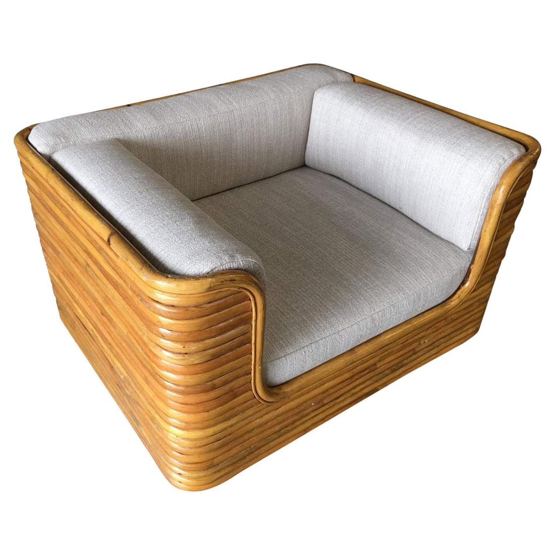 Restored Rare Full Stacked Rattan Lowboy Lounge Chair - 7