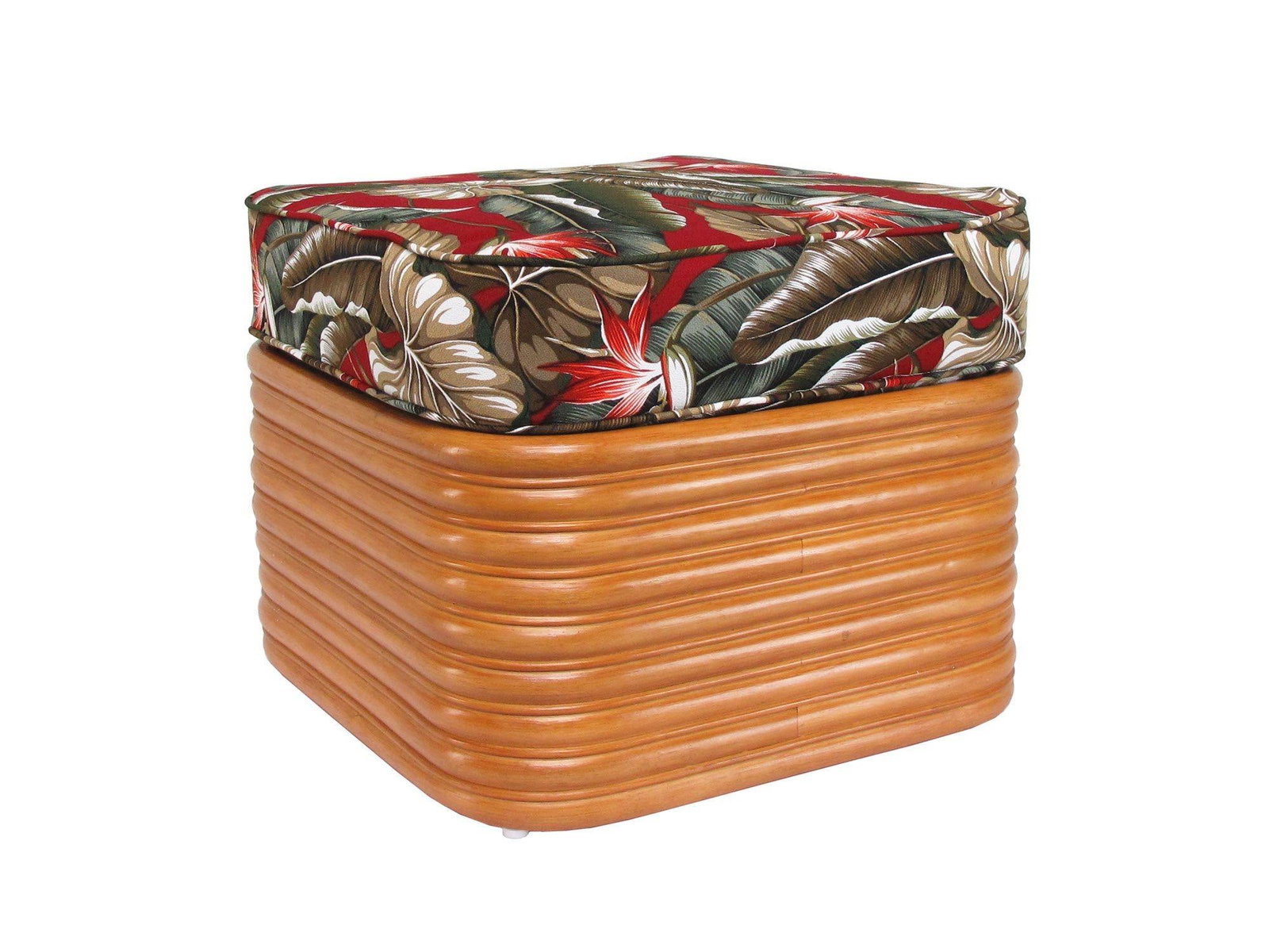 Art Deco Style "Golden Girls" Rattan Fan Arm Lounge Chair w/ Ottoman Set - 6