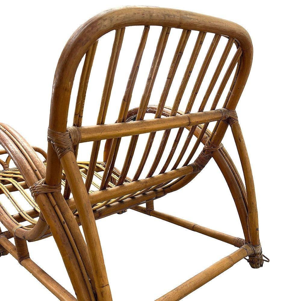 Restored Two-Strand "Half Moon" Rattan Cup Seat Chaise Lounge - 6