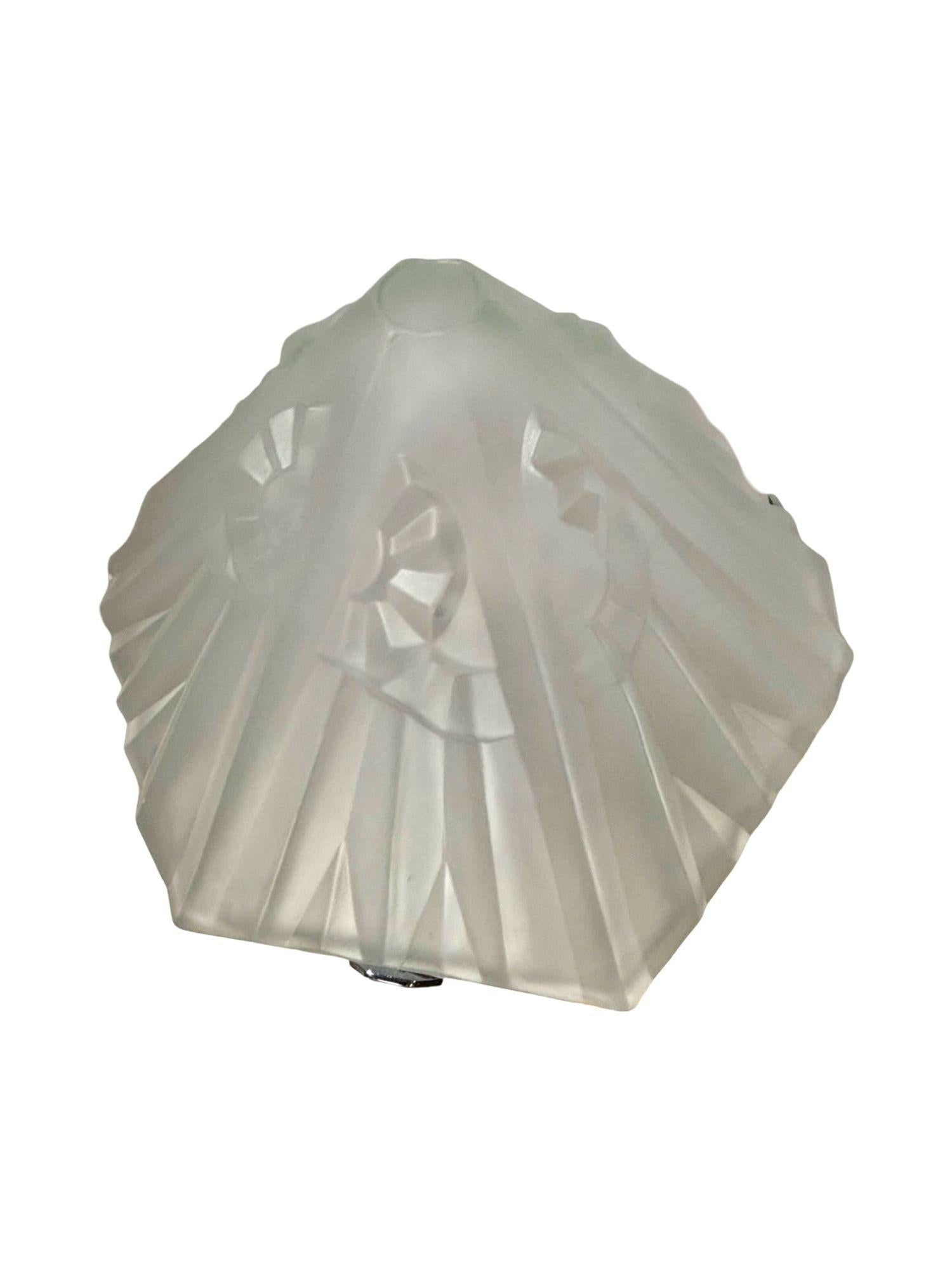 Frankart Era Art Deco Style Chrome Figural Lamp w/ Vivian Glass Shade - 6