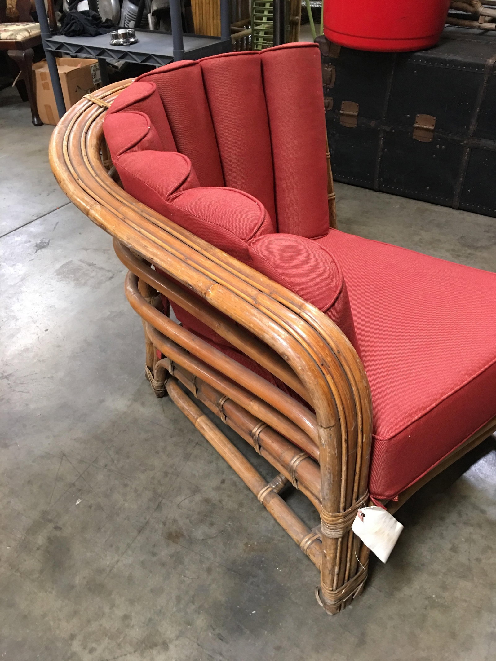Restored Art Deco Rattan Shell Back Rattan Sectional Loveseat Sofa - 6