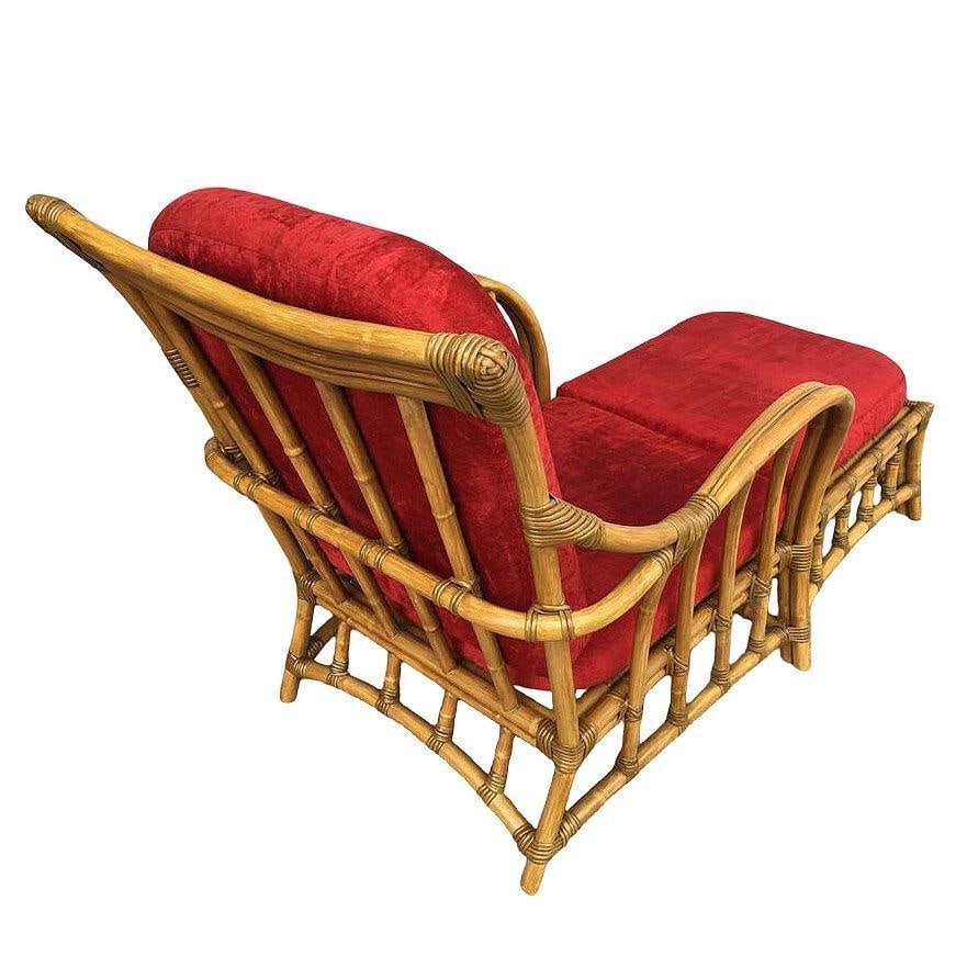 Rare Paul Frankl Styled Faux Rattan Outdoor/Patio Chaise Lounge Chair, Pair - 20