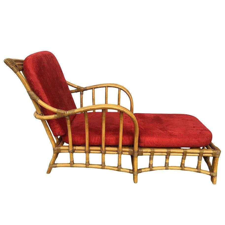 Rare Paul Frankl Styled Faux Rattan Outdoor/Patio Chaise Lounge Chair, Pair - 9