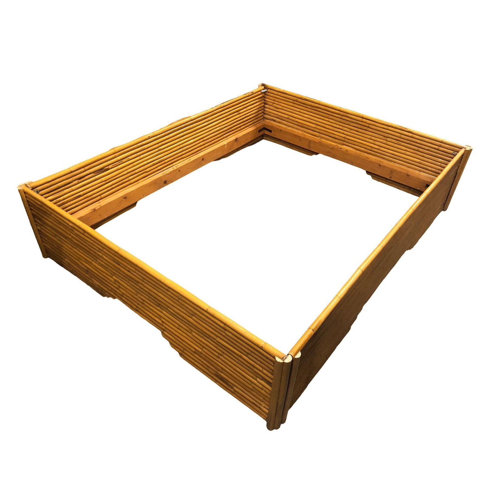 Restored Mid-century Stacked Rattan Full Sized Bed Frame - 2