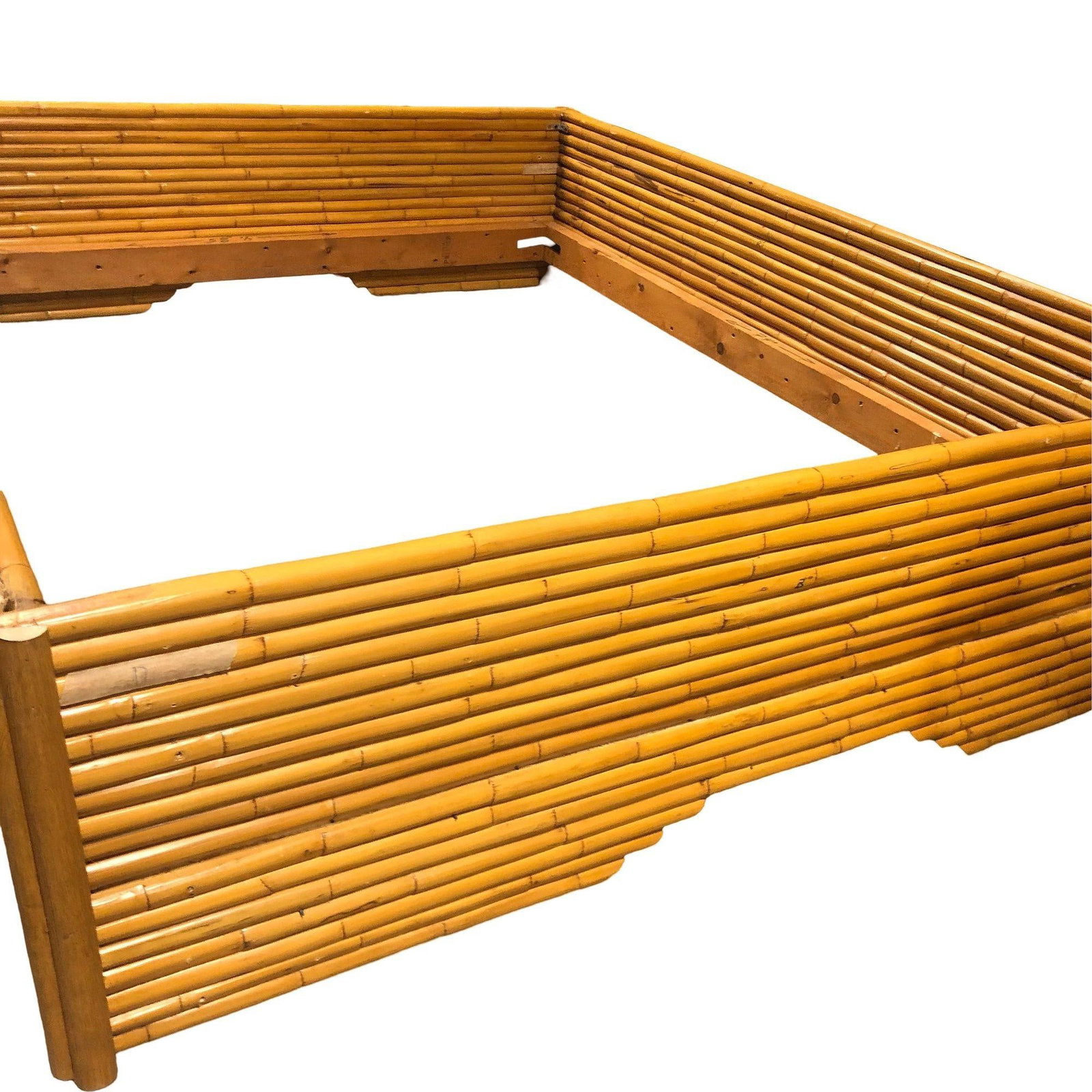 Restored Mid-century Stacked Rattan Full Sized Bed Frame - 3