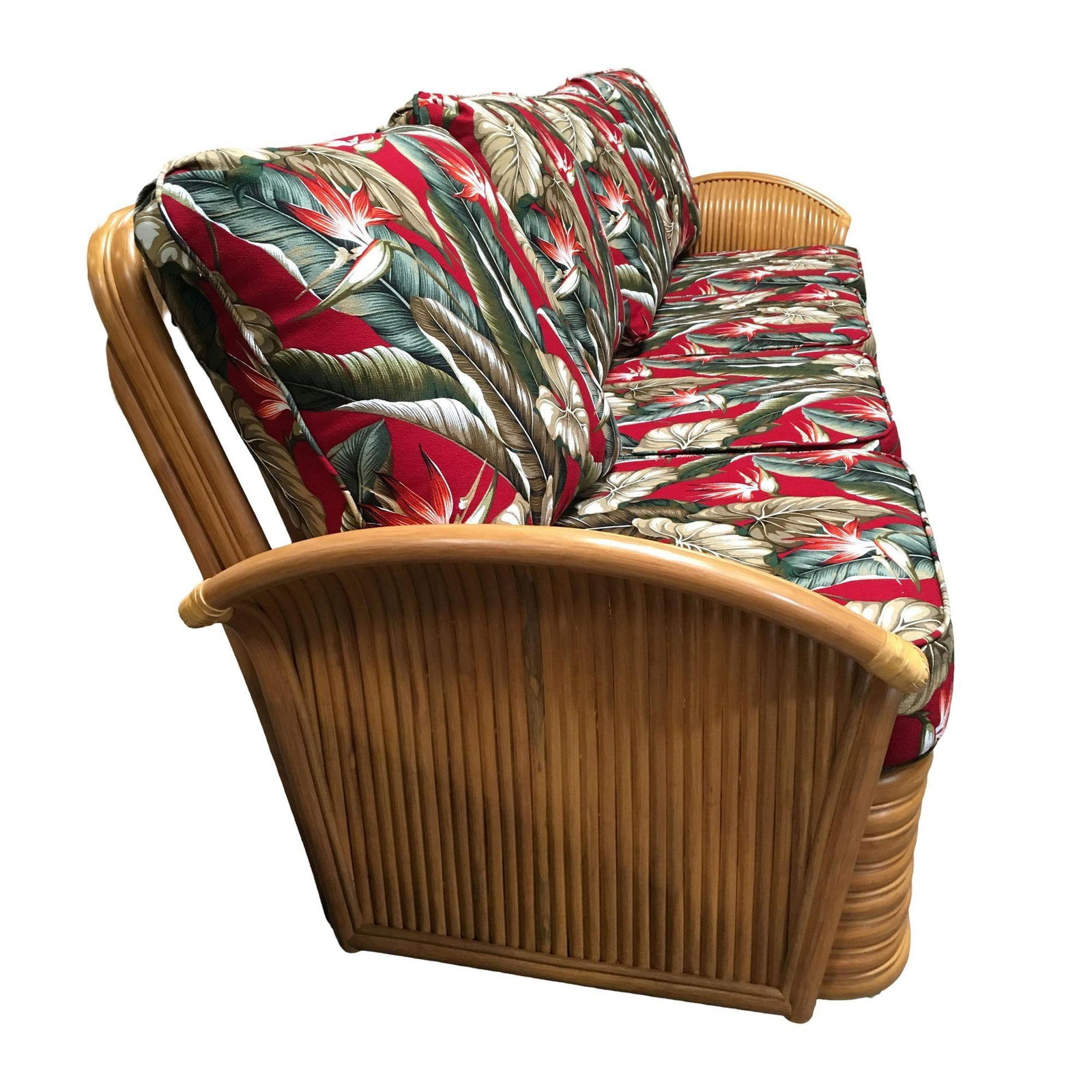 Art "Hawaii" Rattan Fan Arm Two-Seat Sectional Settee Sofa - 10