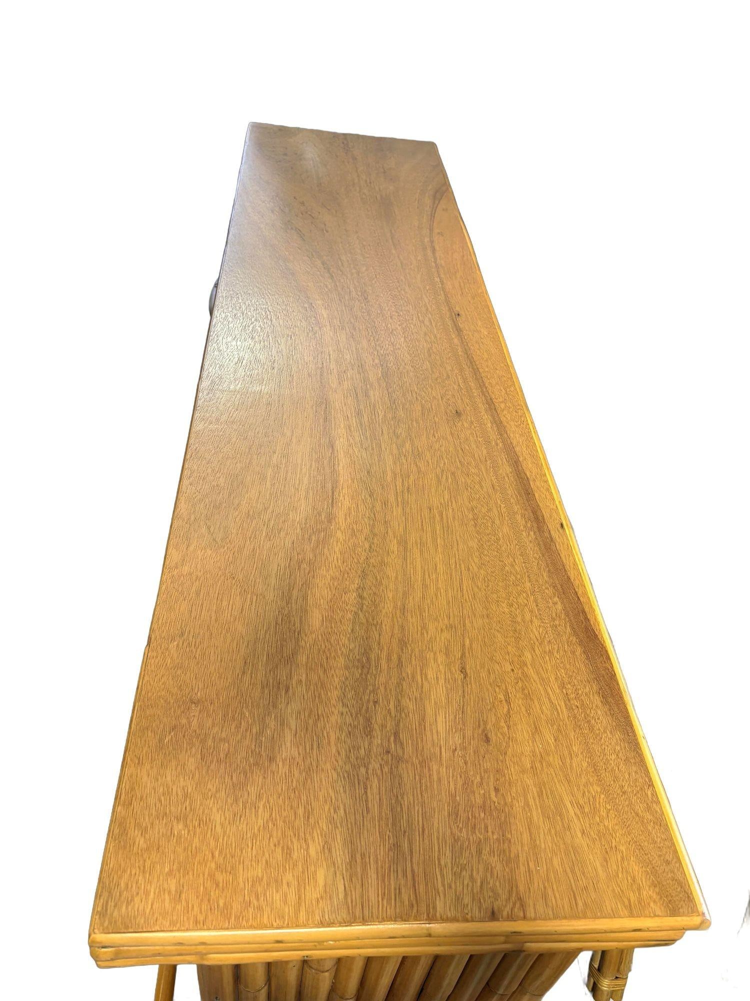 Restored Mid-century Rattan & Mahogany Bar w/ Foot Rest - 19