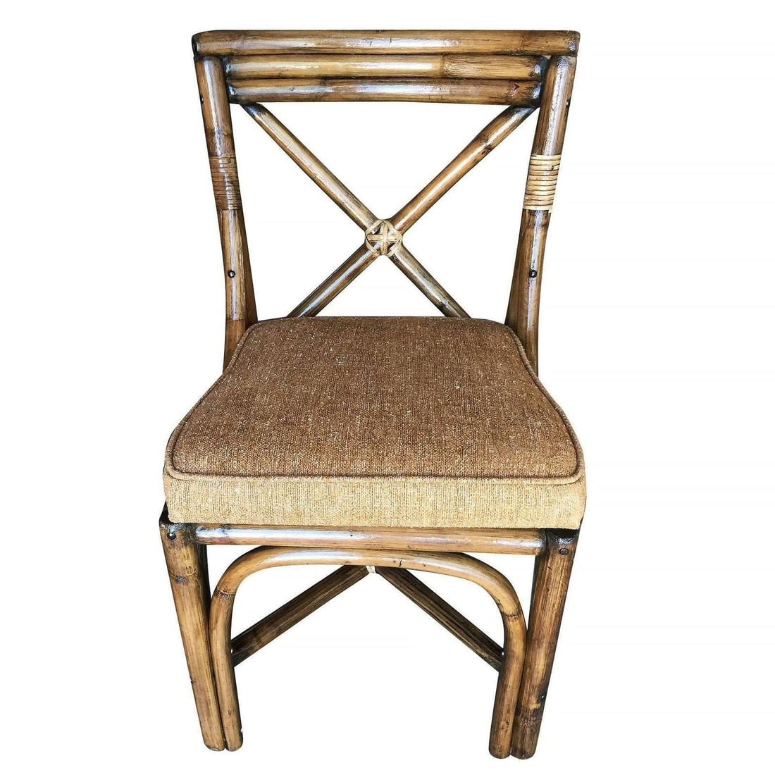 Restored Mid-Century Rattan Dining Side Chairs W/ "X" Back, Set of 4 - 4