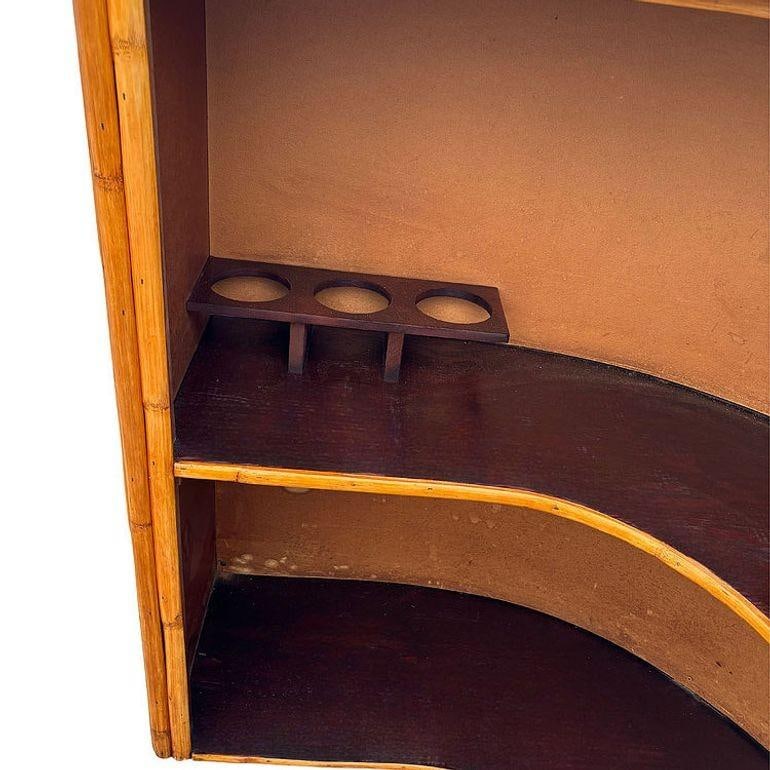 Restored Horizontal Stacked Restored Rattan L-shaped Corner Bar w/ Foot Rest - 14