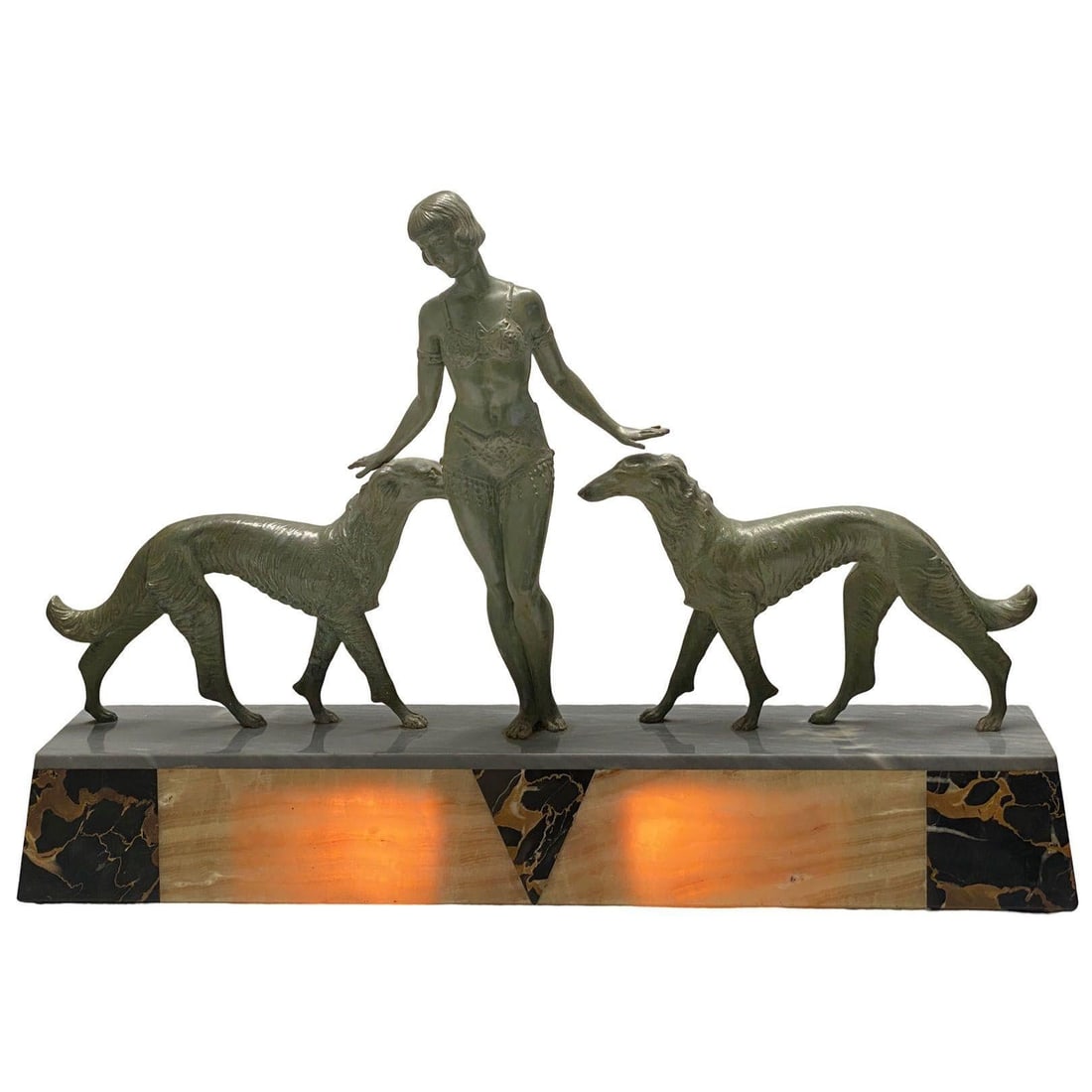 Art Deco Light-up Flapper Bronze Patina Sculpture by Enrique Molins-Balleste - 11