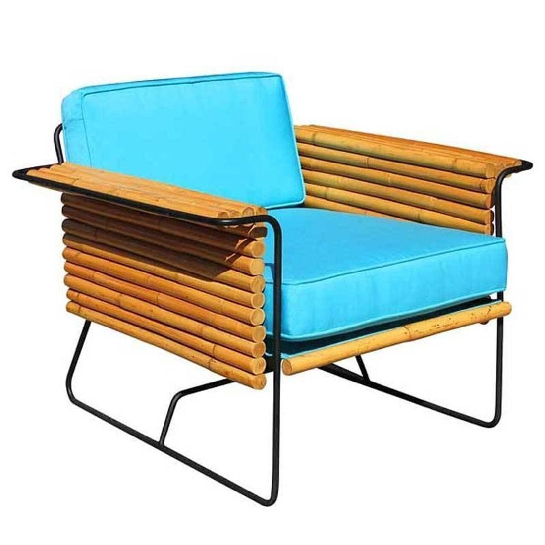 Restored Pair of Wrought Iron and Rattan Ski Club Lounge Chairs by Shirley Ritts - 3