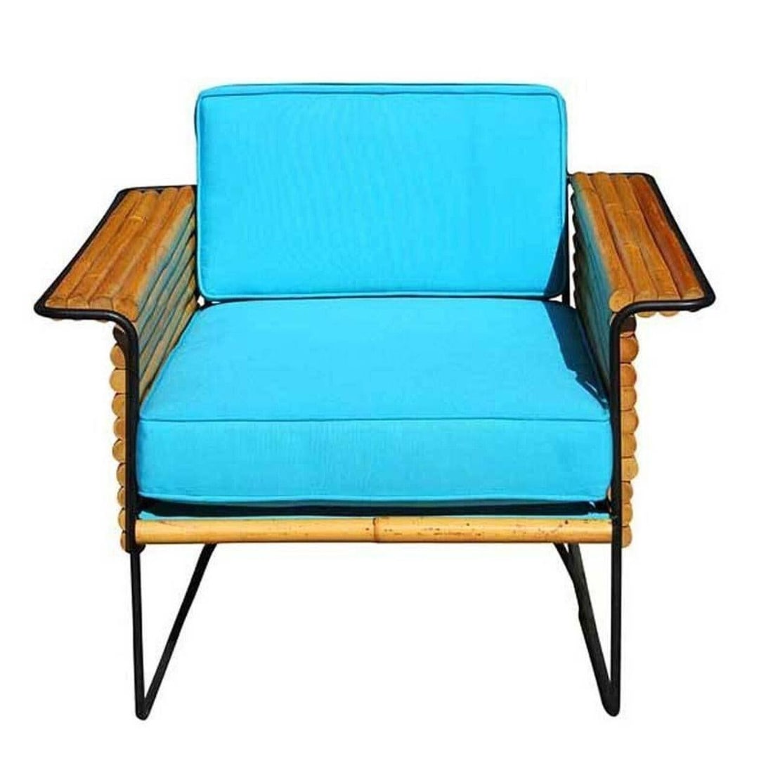 Restored Pair of Wrought Iron and Rattan Ski Club Lounge Chairs by Shirley Ritts - 4