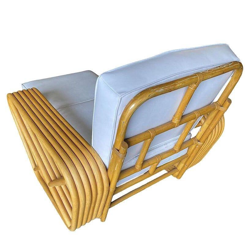 Restored Six-Strand Square Pretzel Rattan Chaise Lounge Chair, 2 Available - 5