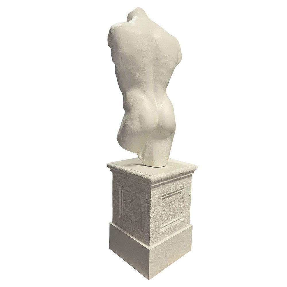 7' Tall Renaissance Style Male Bust Faux Marble Sculpture on Pedestal - 11