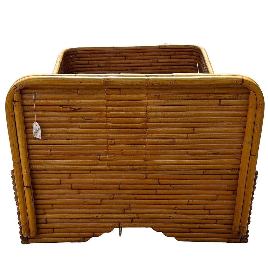 Restored Art Deco 15-Strand Stacked Rattan Twin Bed Frame Headboard, 2 Available - 2