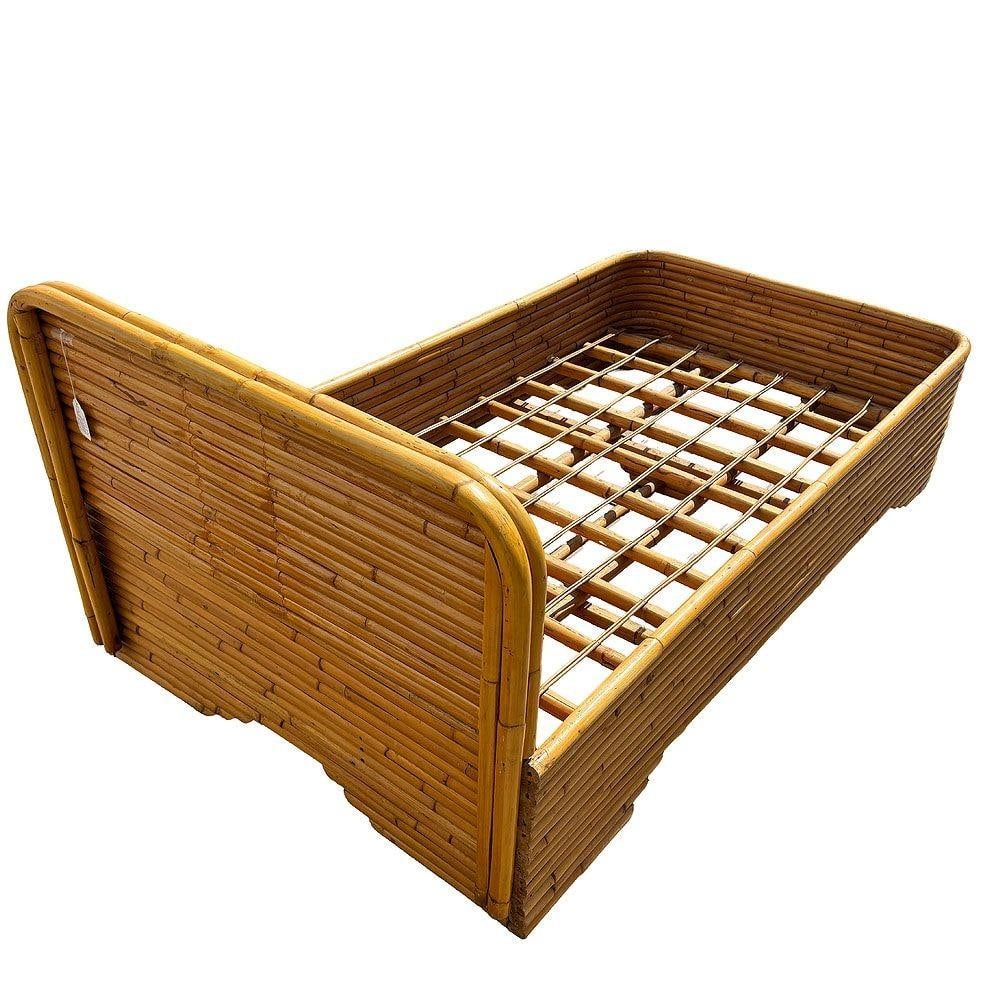 Restored Art Deco 15-Strand Stacked Rattan Twin Bed Frame Headboard, 2 Available - 4
