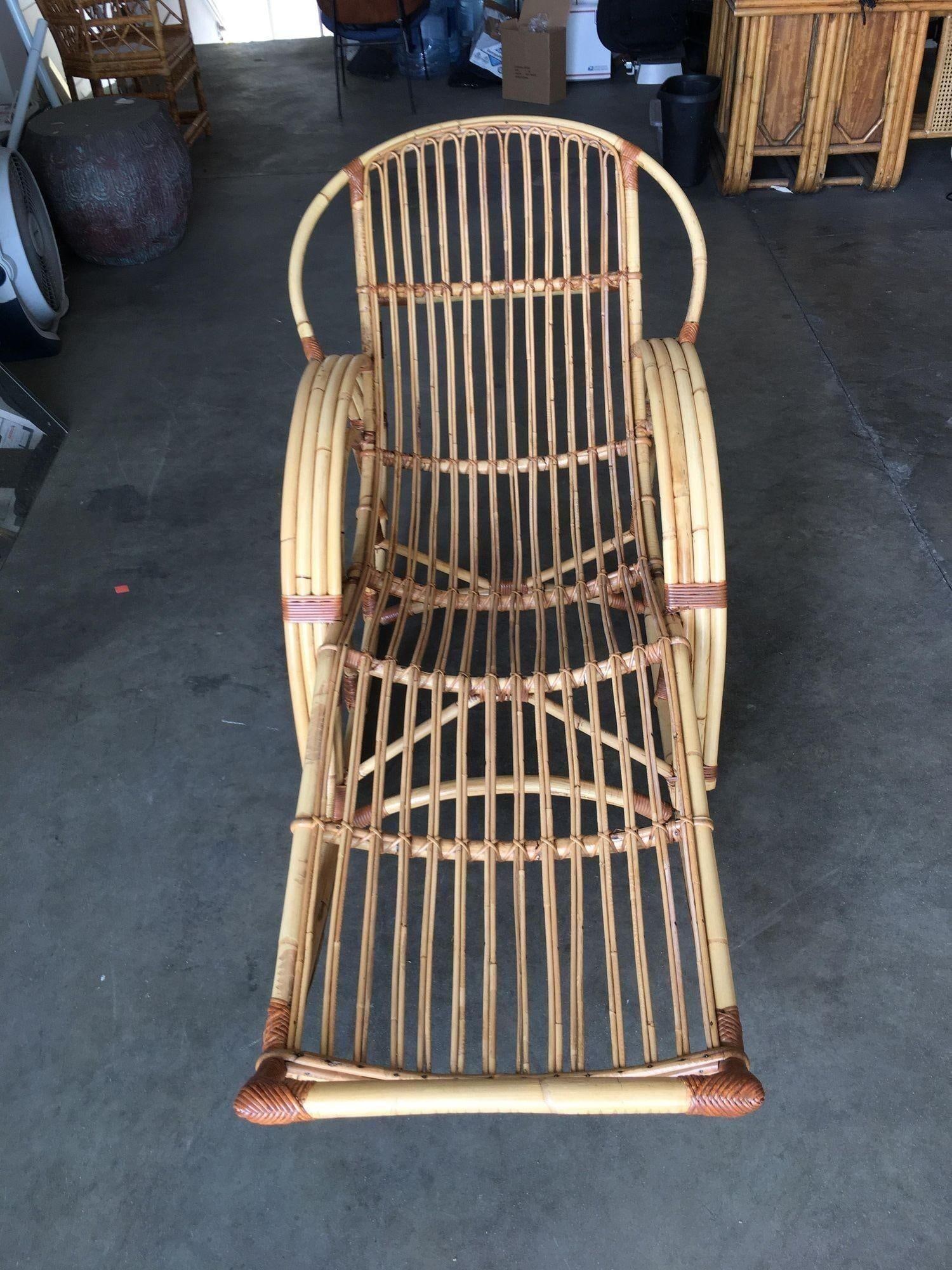Restored Stick Pencil Rattan Rocking Lounge Chair by Emerson - 2