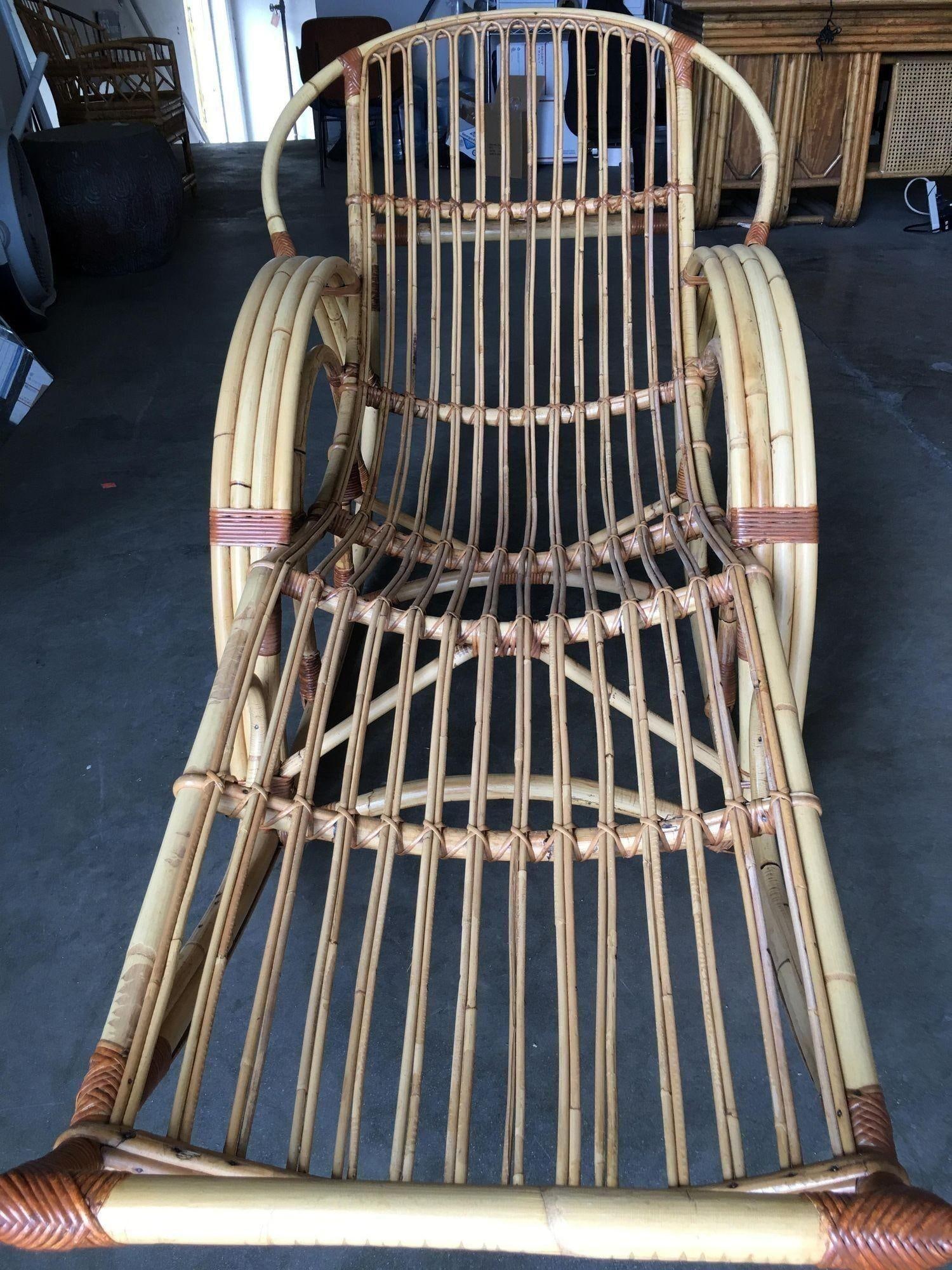 Restored Stick Pencil Rattan Rocking Lounge Chair by Emerson - 4