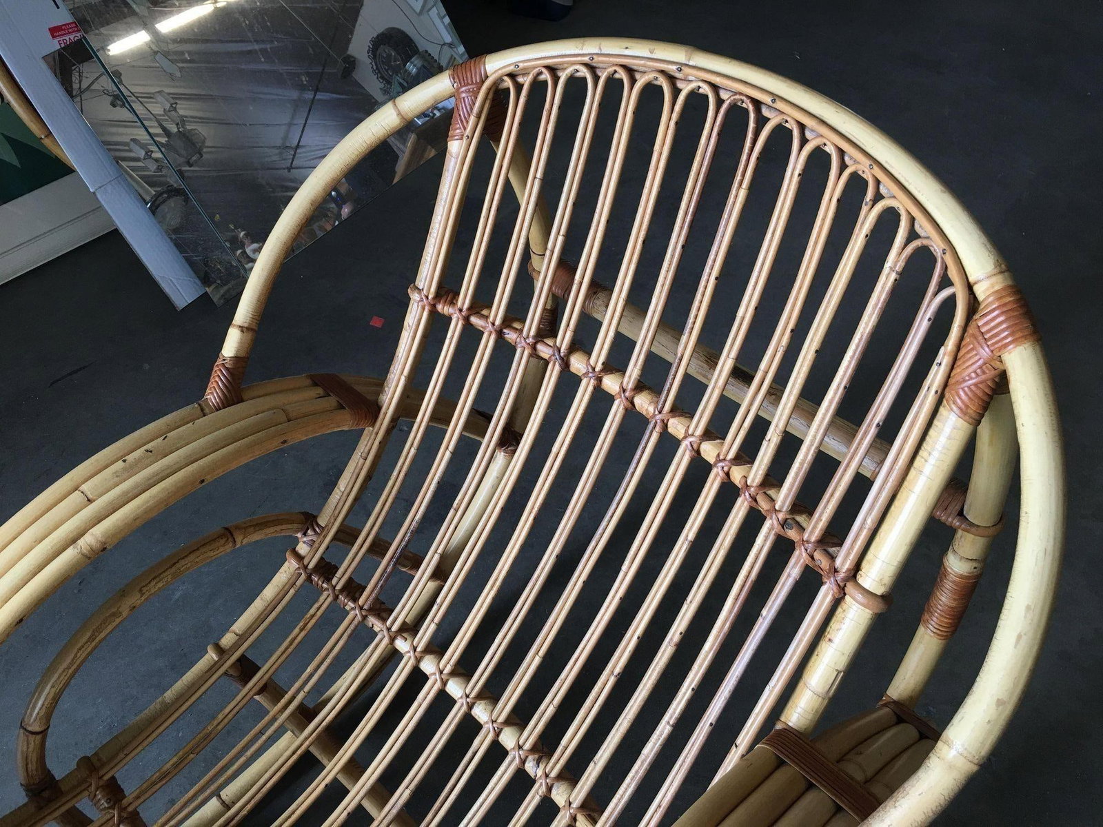 Restored Stick Pencil Rattan Rocking Lounge Chair by Emerson - 5