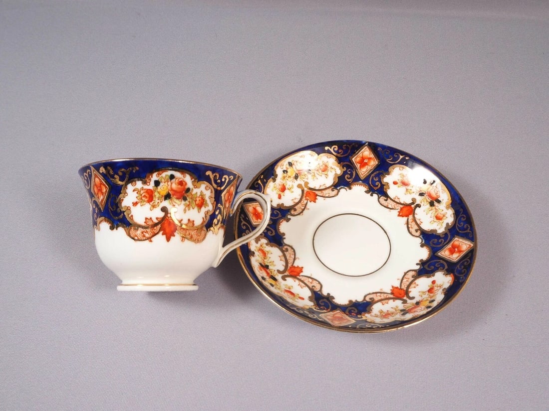 Royal Albert Crown China Heirloom IMARI Coffee Tea cup Saucer Set COBALT Blue - 2