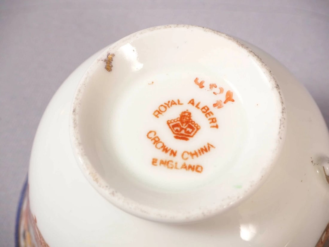 Royal Albert Crown China Heirloom IMARI Coffee Tea cup Saucer Set COBALT Blue - 5