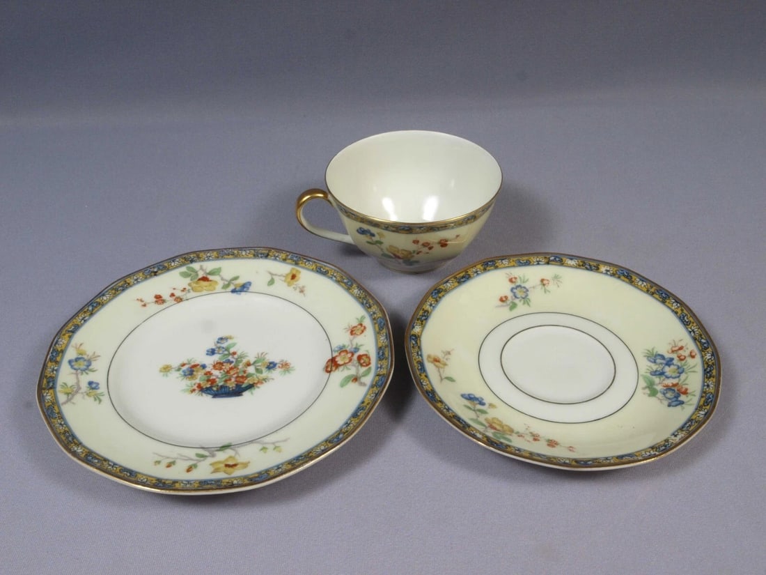 Limoges France 1921 Montreux HAVILAND Octagon Coffee Tea Cup Dessert Plate Trio - 2