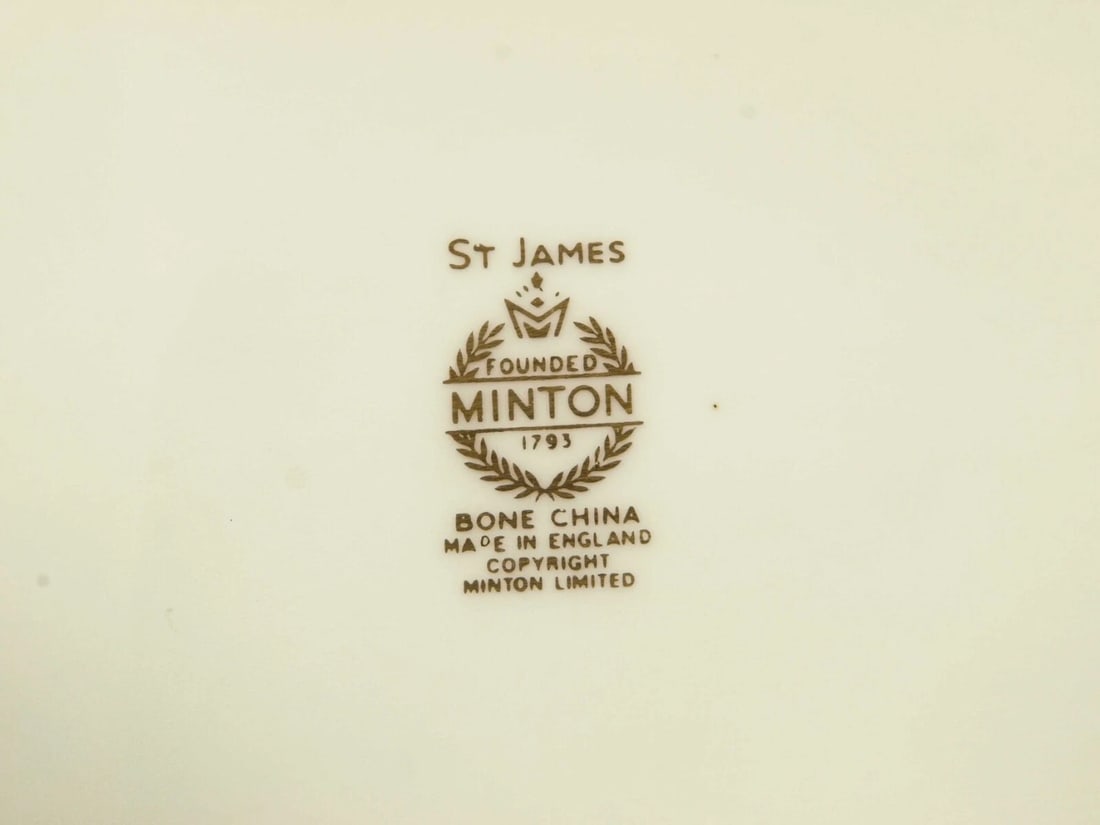 MINTON ST JAMES Creamer Milk Jug Covered Sugar Bowl SET Gold Cobalt England - 4