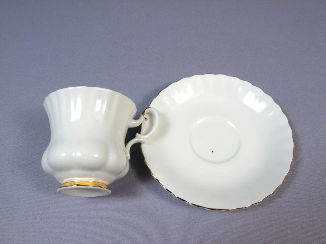 Royal Albert Val D'Or Coffee Espresso Cup Saucer Set White and GOLD Demitasse - 2