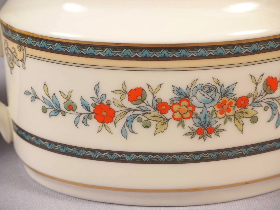 Minton Stanwood Gold Rim Creamer Milk Jug Covered Sugar Bowl SET England - 3