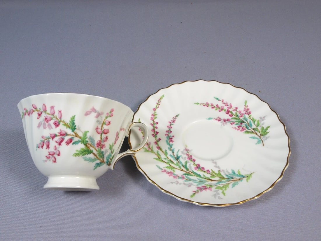 Artist Signed Royal Doulton BELL HEATHER PLACE Coffee Tea cup Saucer Set - 2