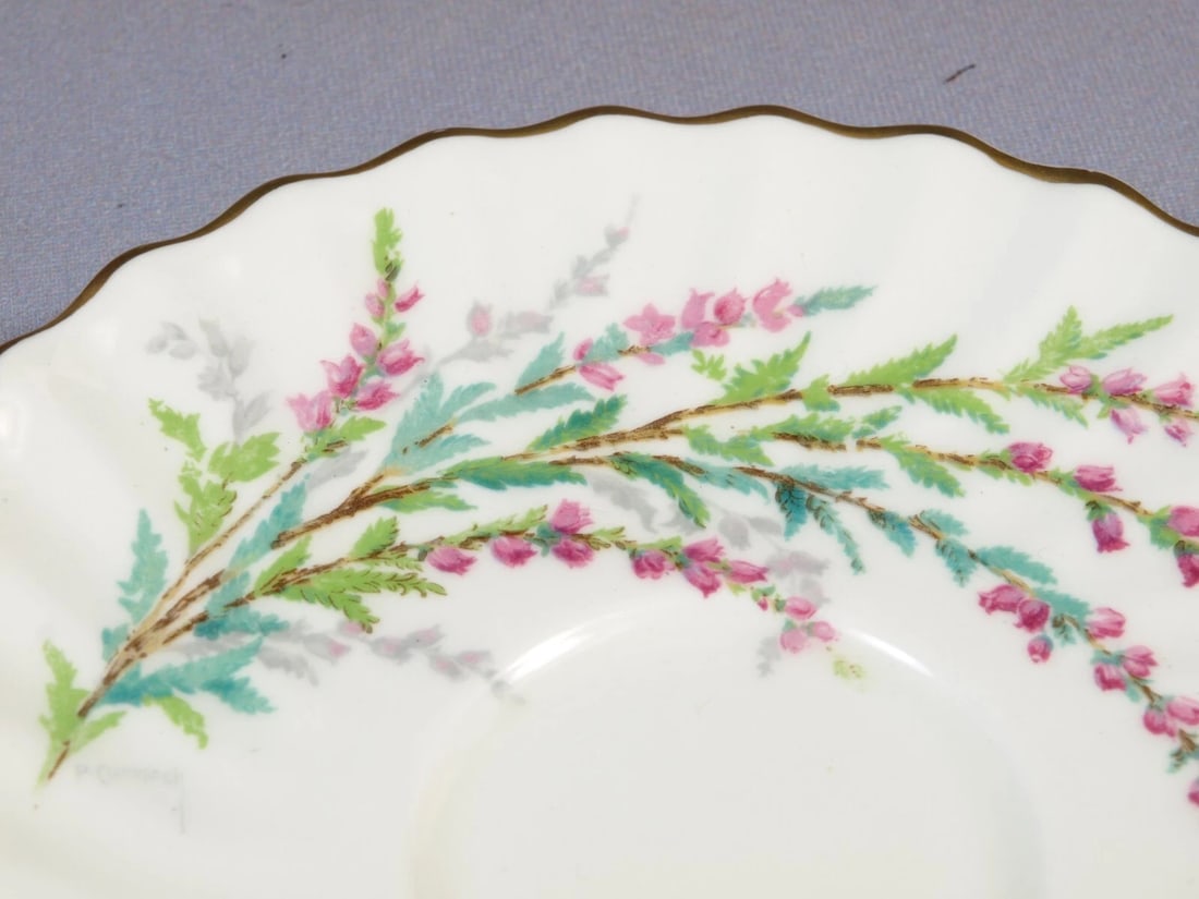 Artist Signed Royal Doulton BELL HEATHER PLACE Coffee Tea cup Saucer Set - 3