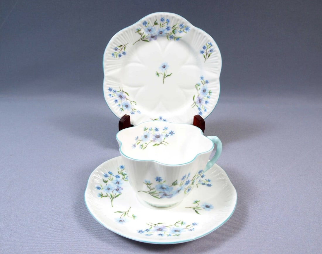 Shelley Blue Rock Dainty Shape Tea Coffee Cup Saucer Plate TRIO 272101 - 2