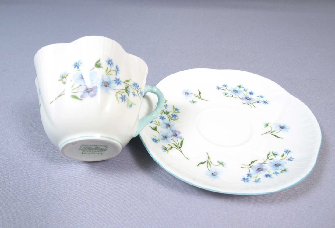 Shelley Blue Rock Dainty Shape Tea Coffee Cup Saucer Plate TRIO 272101 - 3