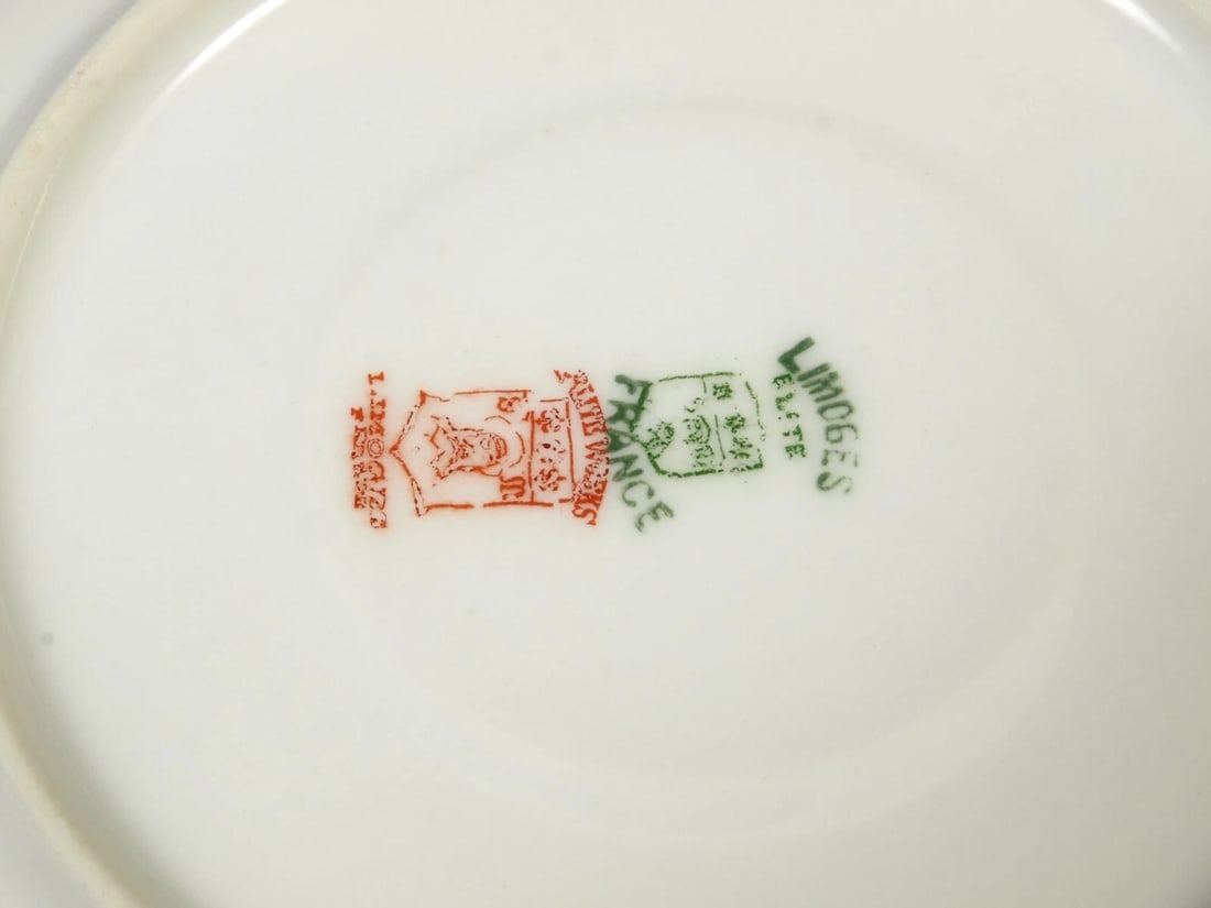 Limoges Elite Bawo & Dotter BWD25 Laurel Leaf Coffee Teacup Saucer Set France - 5