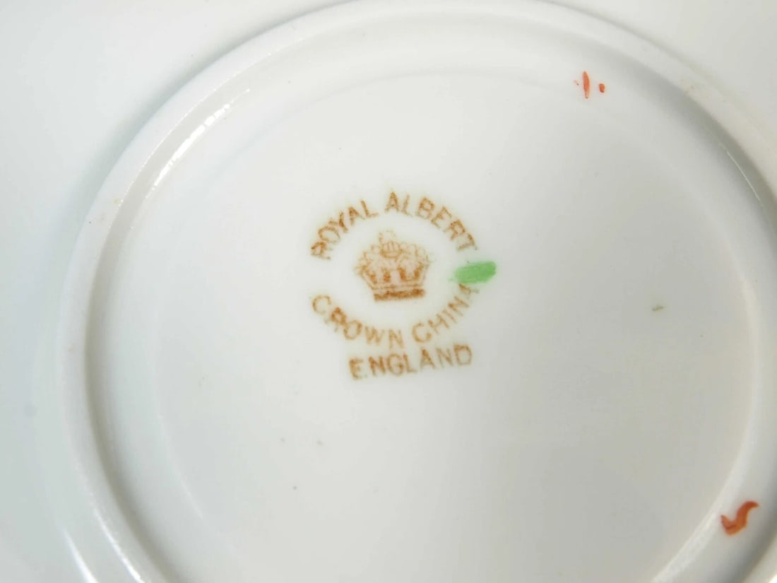 Royal Albert Crown China Devon Lovain Imari Green Coffee Tea Cup Saucer Setting - 4