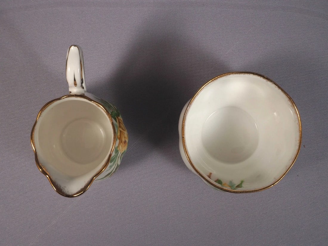 Royal Albert Yellow Tea Rose Cream Milk Creamer Jug Sugar bowl Bone China - 4