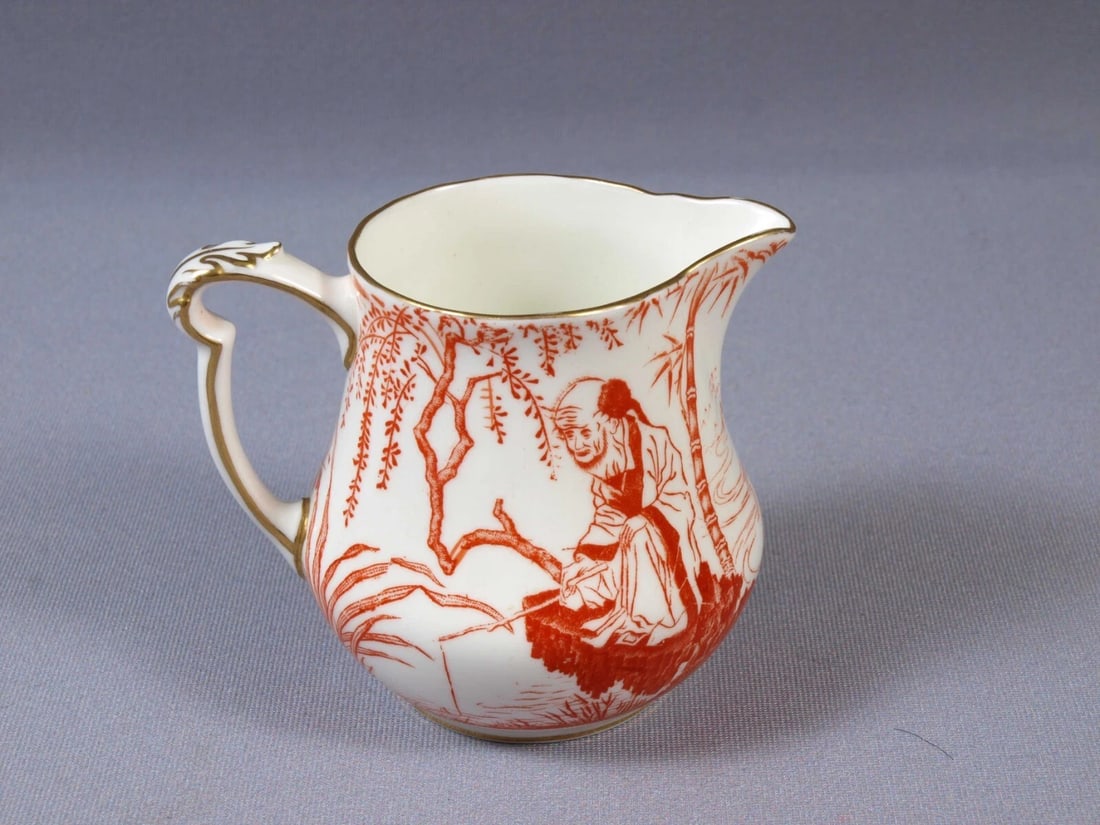 Royal Crown Derby RED Mikado Milk Jug Cream Creamer Pot Bone china 1930 RARE - 2