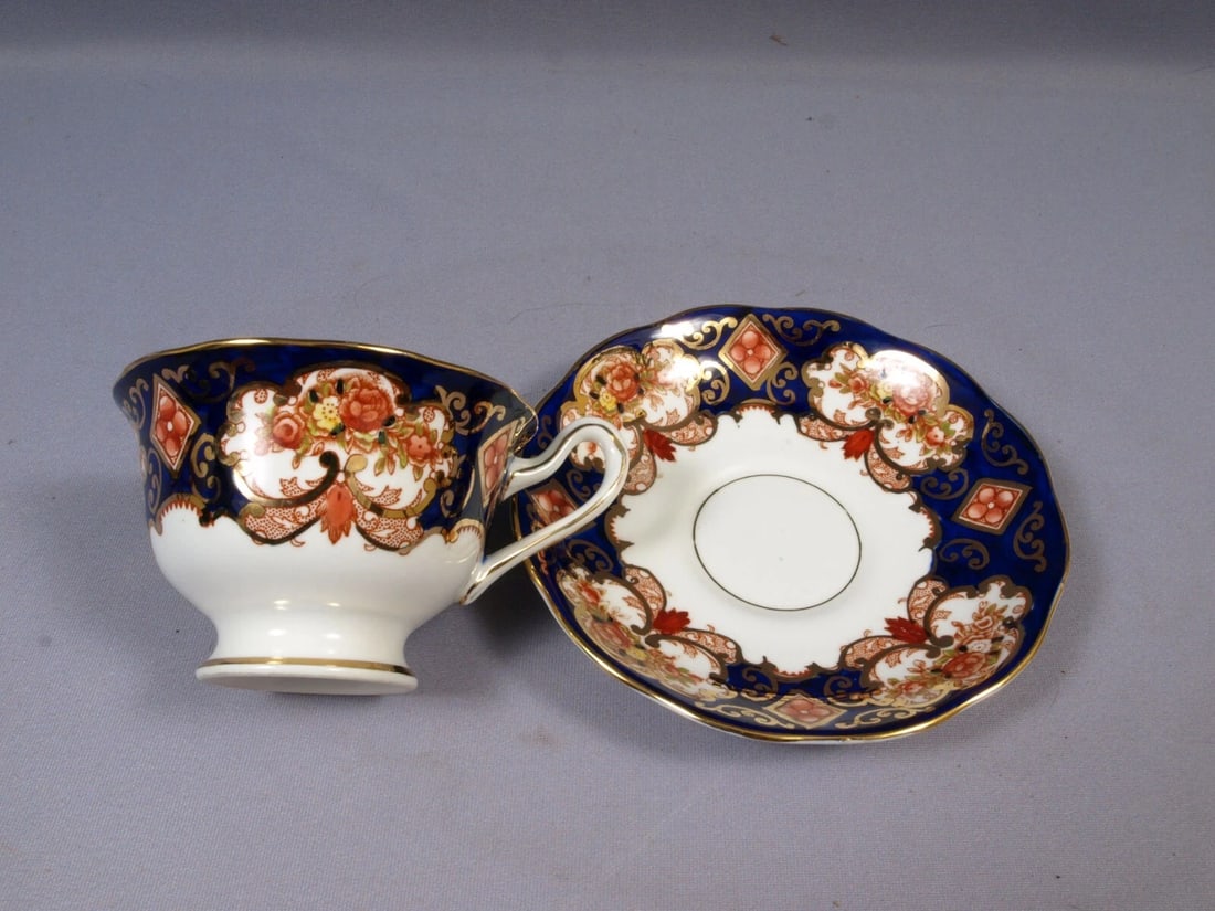 Royal Albert DERBY Heirloom IMARI Coffee Tea cup Saucer Set COBALT Blue England - 2