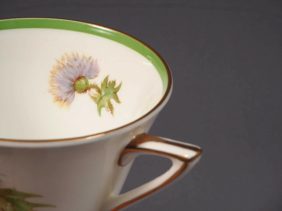Royal Doulton Glamis Thistle Coffee Tea Cup Saucer Bone China SIGNED Vintage - 3