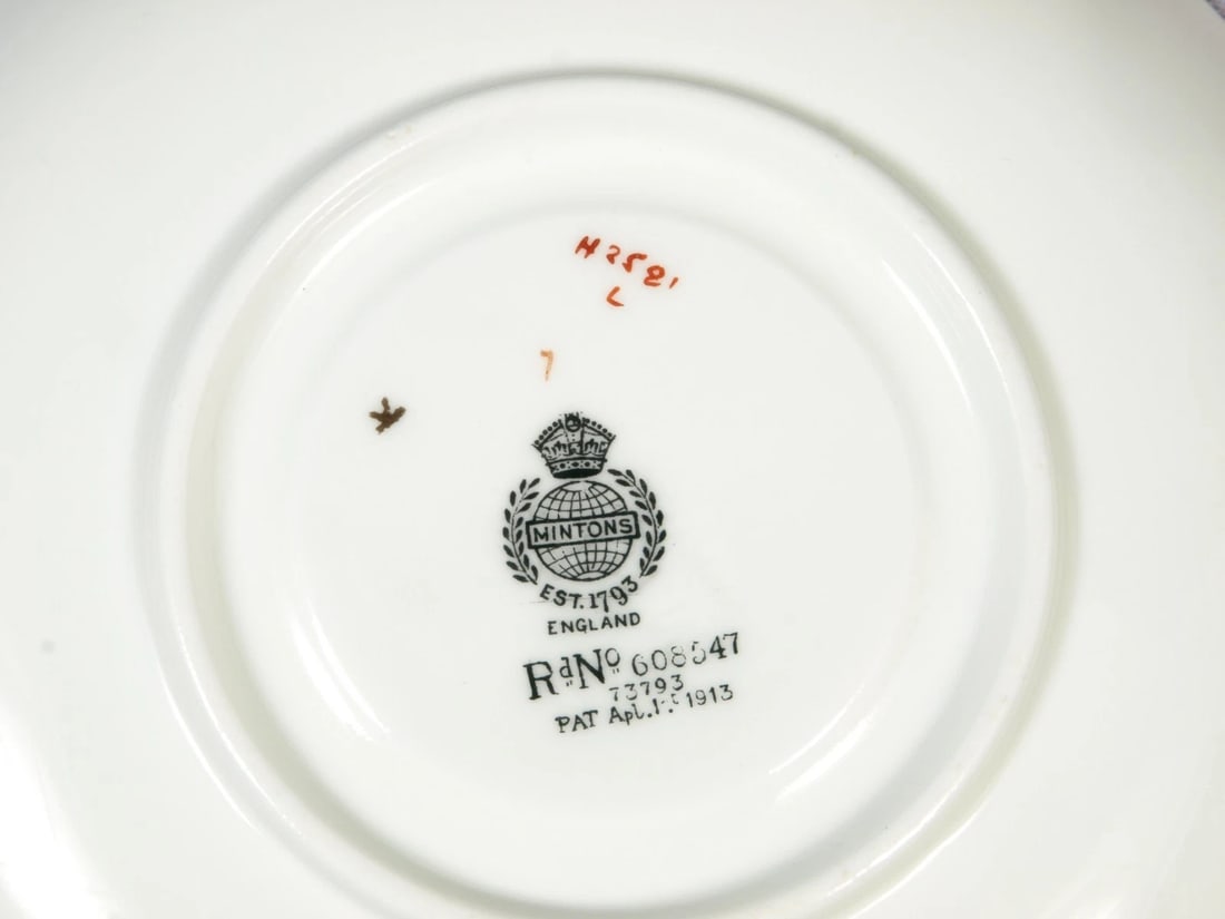 Antique Minton Adam H2581 Cofee Tea Cup Saucer Set LARGE Neoclassical 1913 - 8