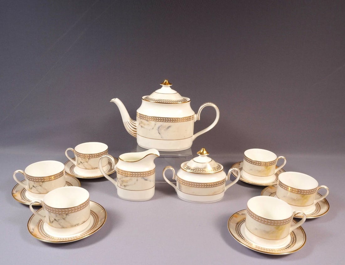 Minton ALABASTER England Coffee Tea Cups Sugar Teapot S774 (1 of 12)